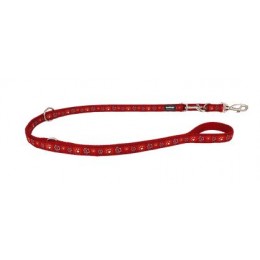Red Dingo Dog Lead Multipurpose Paw Impressions Red 20mm x 2.0m