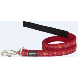 Red Dingo Dog Lead Paw Impressions Red
