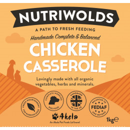 NutriWolds Raw Chicken Casserole Complete and Balanced - Working Dog 1 kg Chunky