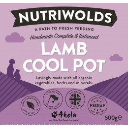 NutriWolds Raw Lamb Cool Pot Complete and Balanced - FEDIAF - 500g Chunky