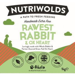 NutriWolds Raw Rawest Rabbit and Ox Heart - Working Dog 1 kg Extra Fine