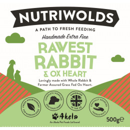 NutriWolds Raw Rawest Rabbit and Ox Heart - Working Dog 500g Extra Fine