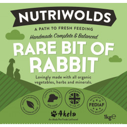 NutriWolds Raw Rare Bit Of Rabbit Complete and Balanced - Working Dog 1 kg Chunky