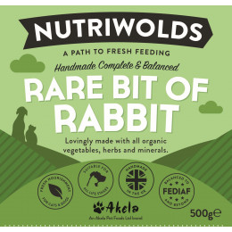 NutriWolds Raw Rare Bit of Rabbit Complete and Balanced - FEDIAF - 500g Chunky
