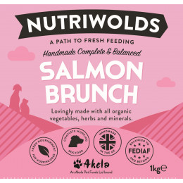 NutriWolds Raw Salmon Brunch Complete and Balanced - Working Dog 1 kg Chunky