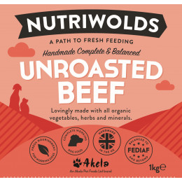 NutriWolds Raw Unroasted Beef Complete and Balanced- Working Dog 1 kg Chunky