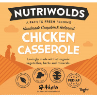 NutriWolds Raw Chicken Casserole Complete and Balanced - Working Dog 1 kg Chunky
