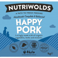 NutriWolds Raw Happy Pork Complete and Balanced - Working Dog 1 kg Chunky