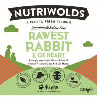 NutriWolds Raw Rawest Rabbit and Ox Heart - Working Dog 500g Extra Fine