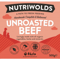 NutriWolds Raw Unroasted Beef Complete and Balanced - FEDIAF - 500g Chunky